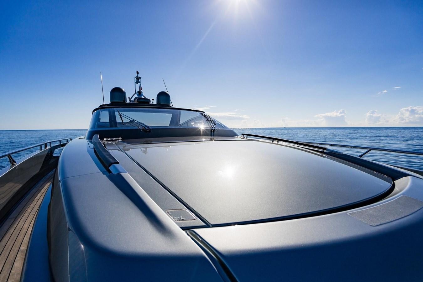 the front of a boat aboard 2021 RIVA 76' BAHAMAS Yacht for Sale