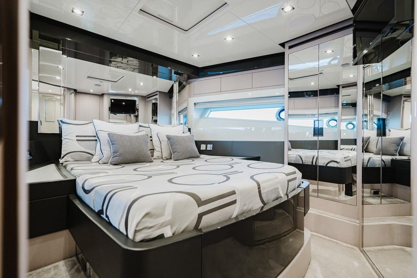 a bed in a room aboard 2021 RIVA 76' BAHAMAS Yacht for Sale