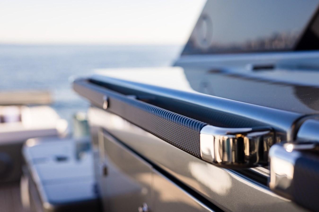 the front of a car with a metal bar on the hood aboard 2021 RIVA 76' BAHAMAS Yacht for Sale