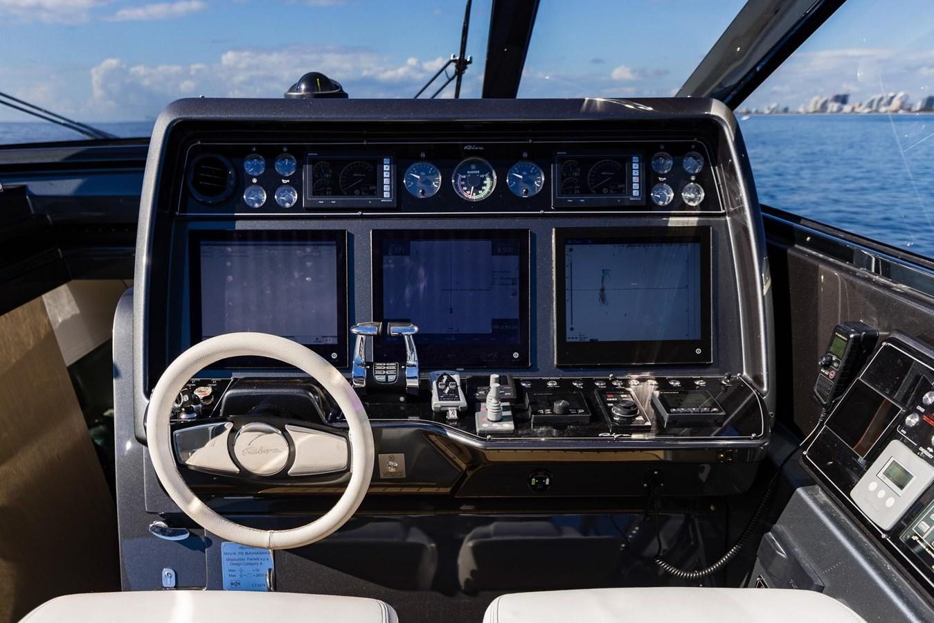 the inside of a car aboard 2021 RIVA 76' BAHAMAS Yacht for Sale