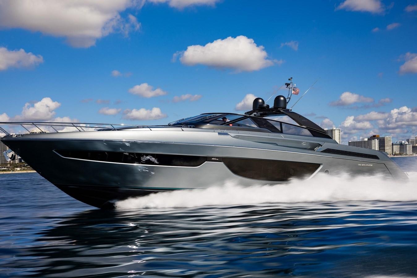a yacht on the water aboard 2021 RIVA 76' BAHAMAS Yacht for Sale
