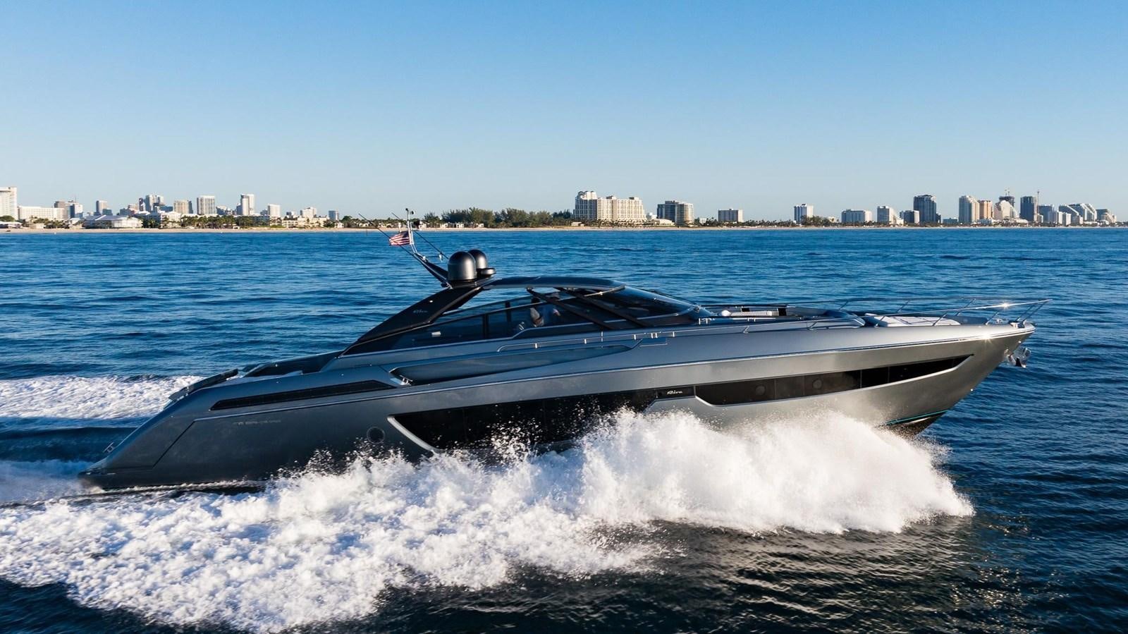 a boat driving on water aboard 2021 RIVA 76' BAHAMAS Yacht for Sale