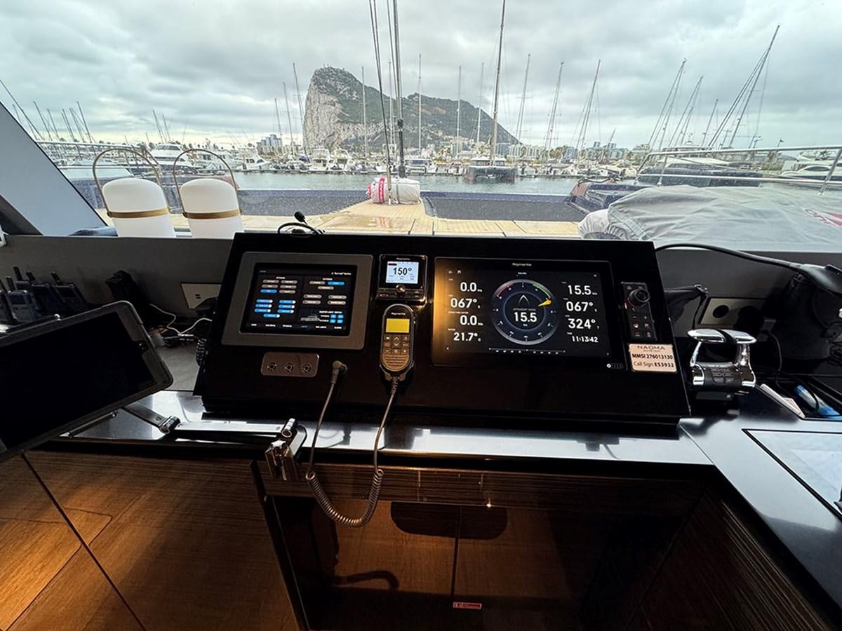 inside of a cockpit aboard NAOMA Yacht for Sale