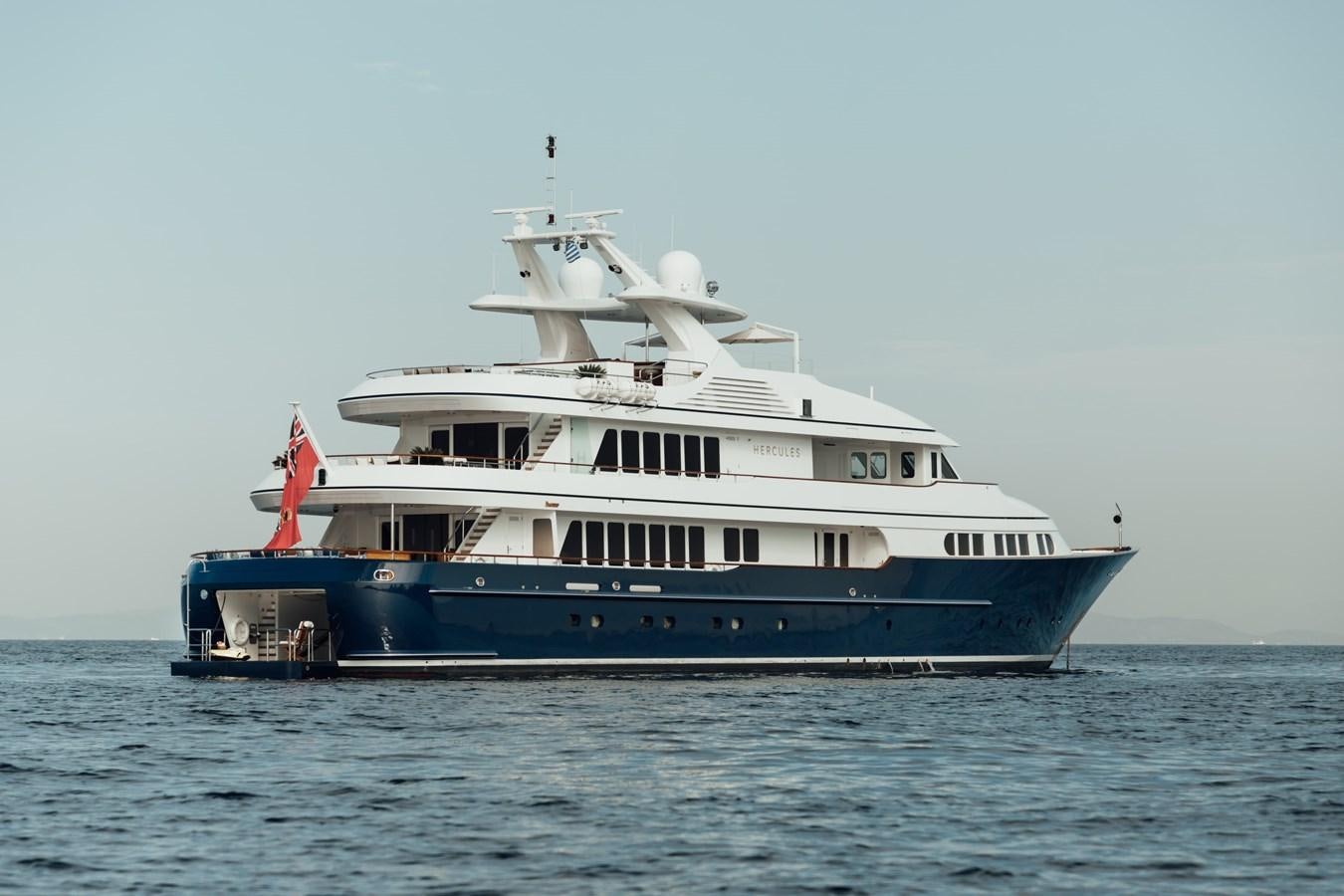 a large boat in the water aboard HERCULES Yacht for Sale