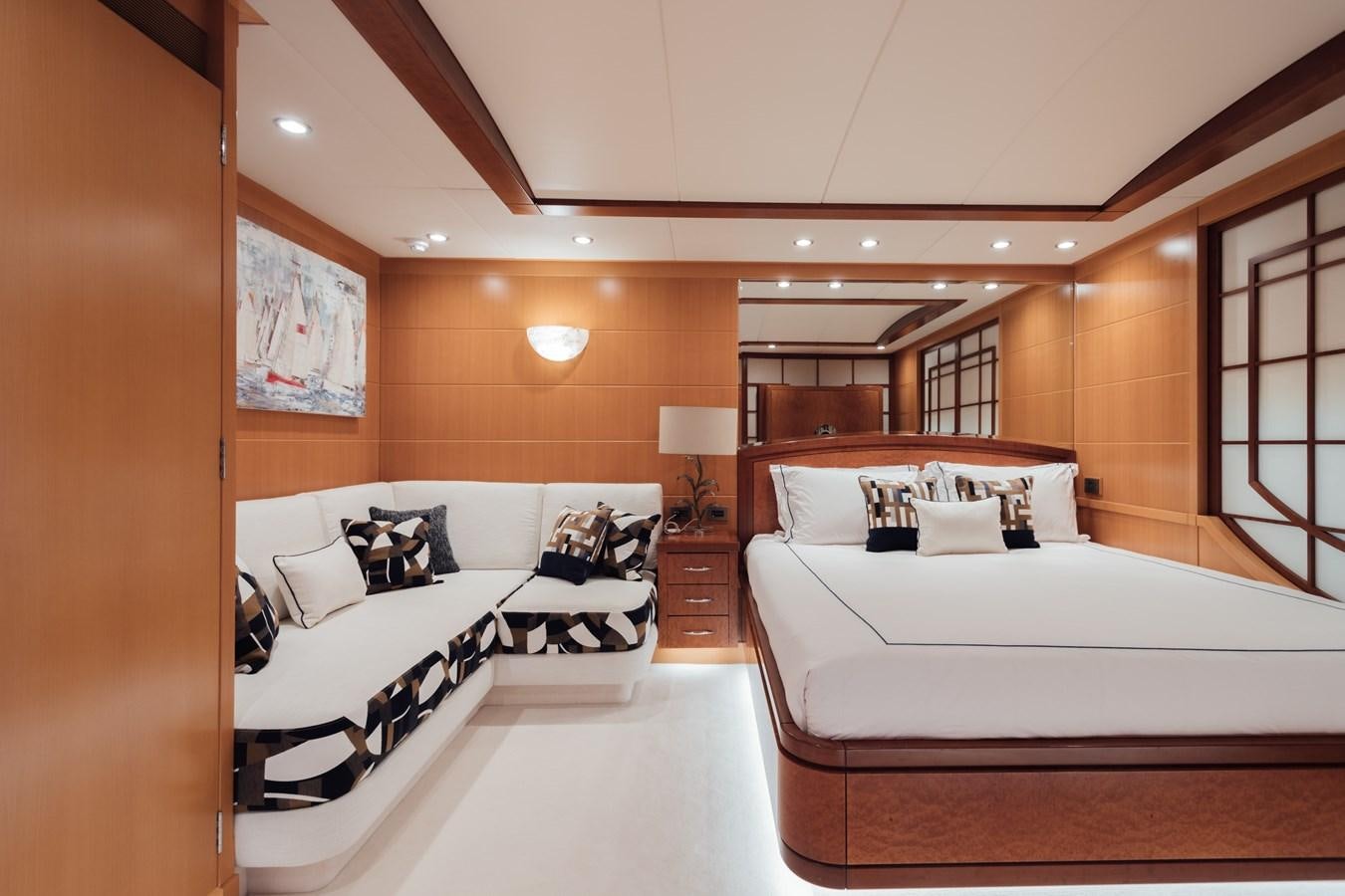 a room with two beds aboard HERCULES Yacht for Sale