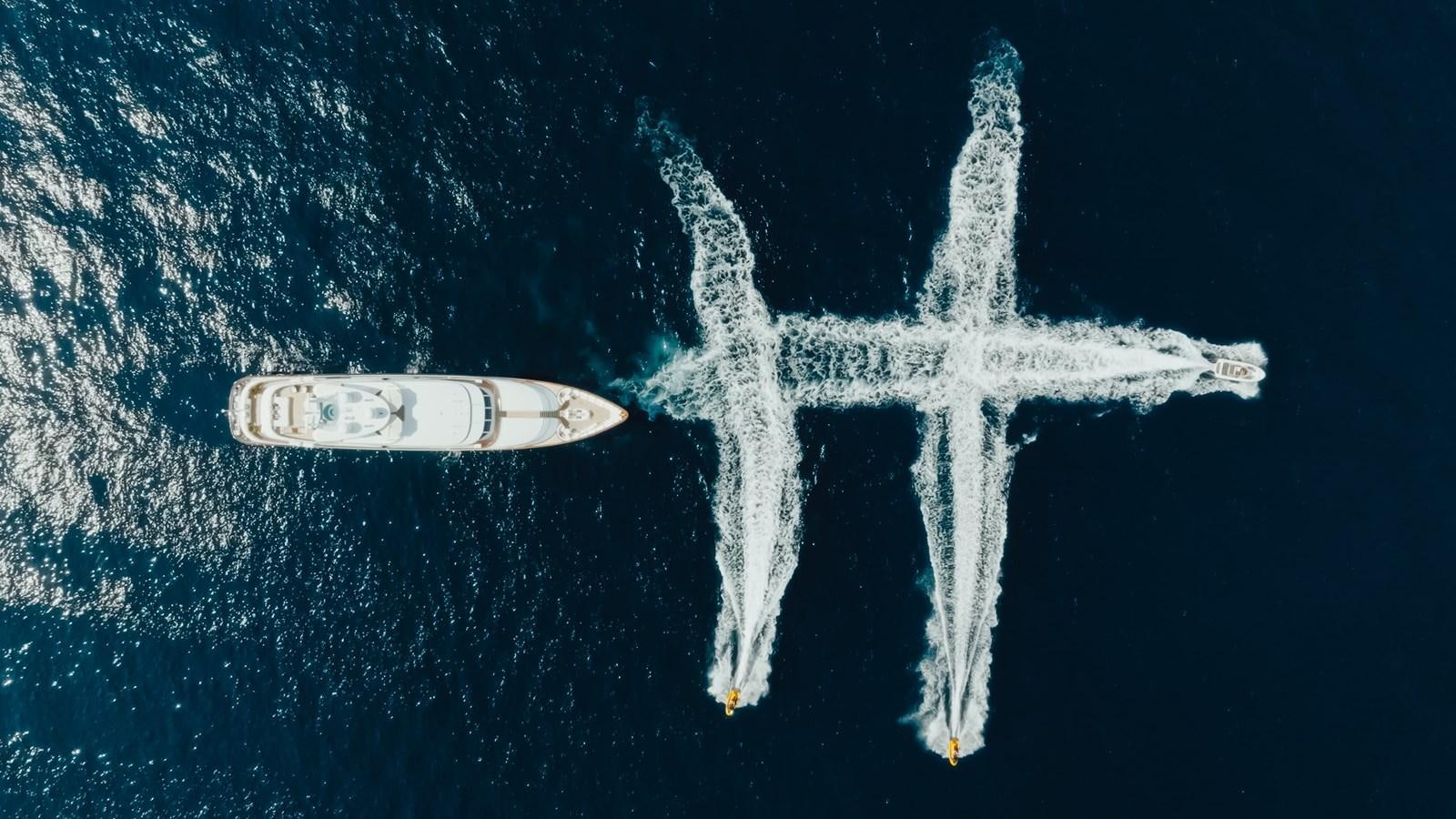 a white shark with a long tail aboard HERCULES Yacht for Sale