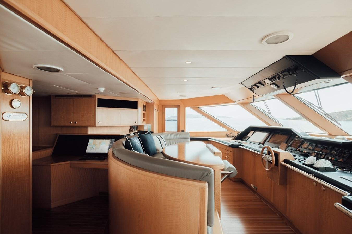 a room with a bed and a desk aboard HERCULES Yacht for Sale