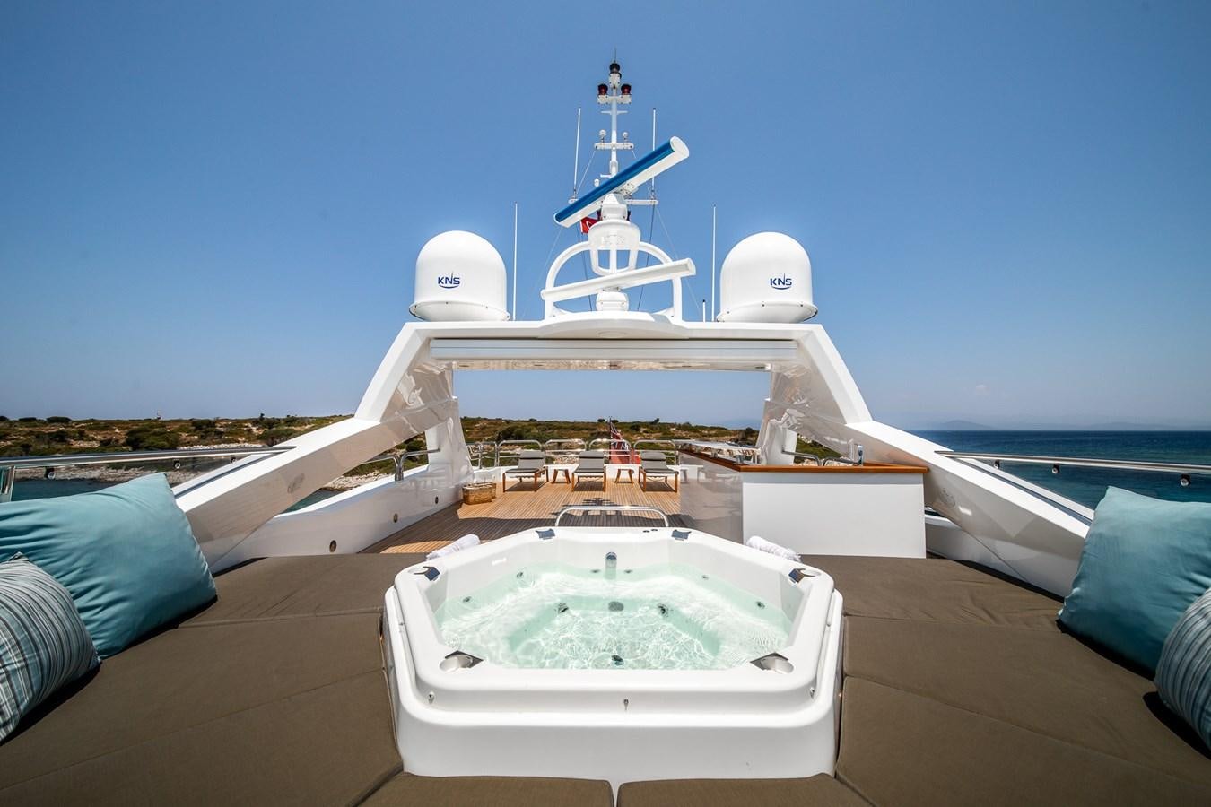 a large white building with a dome and a dome on top aboard IMAN Yacht for Sale