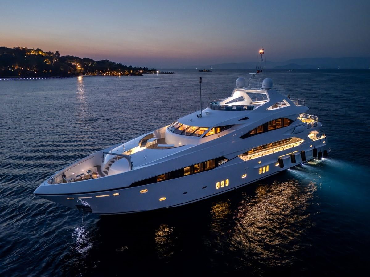 a large ship in the water aboard IMAN Yacht for Sale