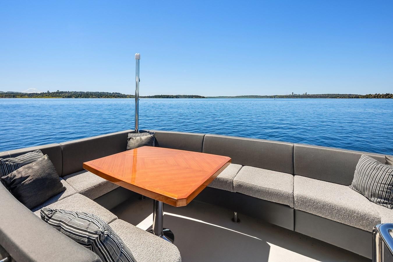 a table on a boat aboard THRU & THRU Yacht for Sale