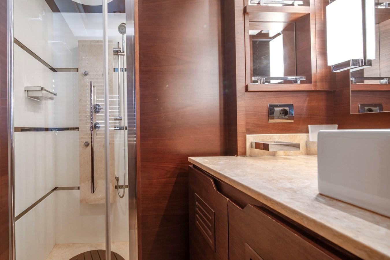 a kitchen with a countertop aboard NIMIR Yacht for Sale