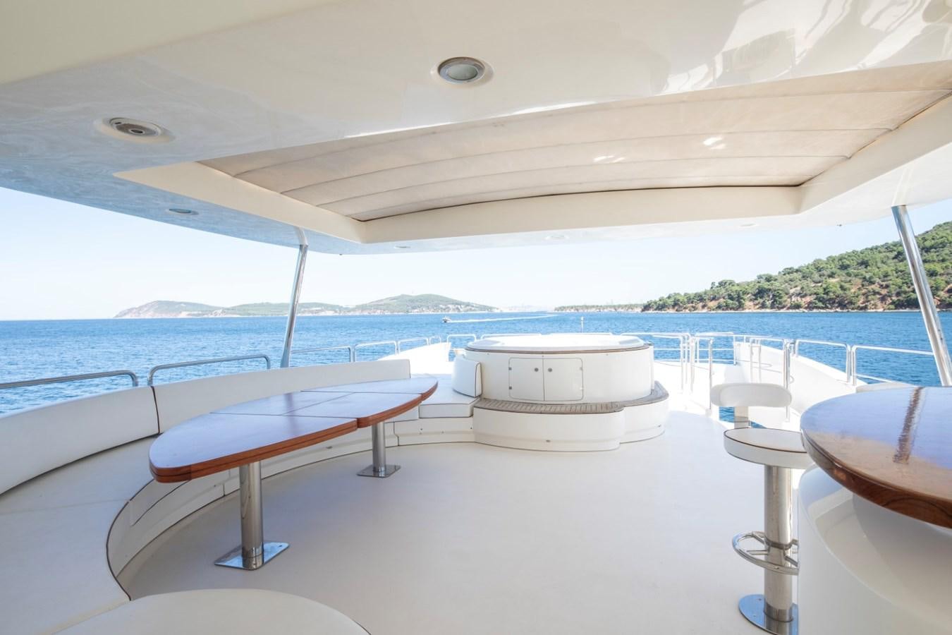 a table and chairs on a patio aboard NIMIR Yacht for Sale
