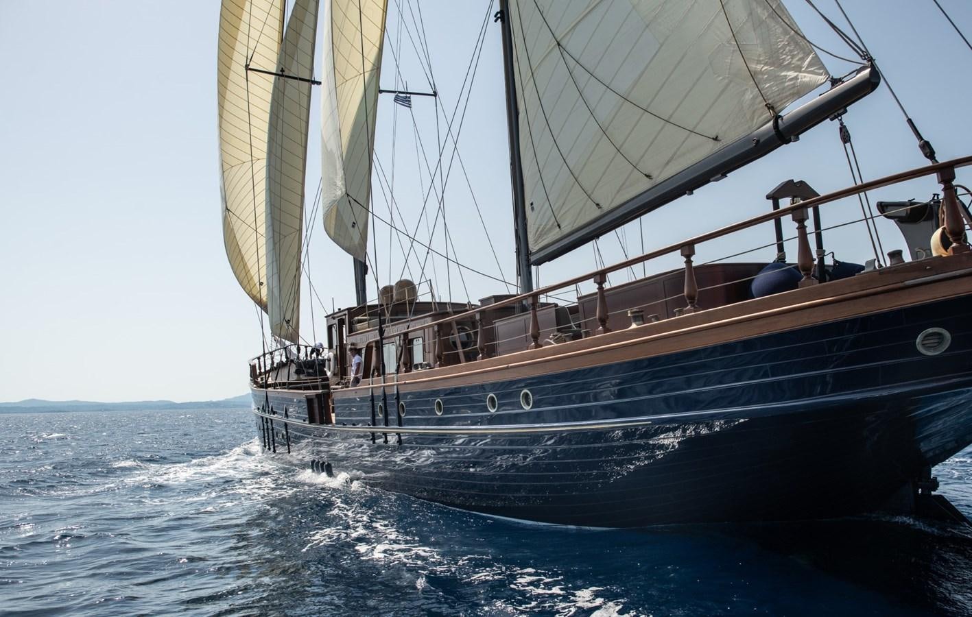 a sailboat on the water aboard CASSIOPEIA Yacht for Sale