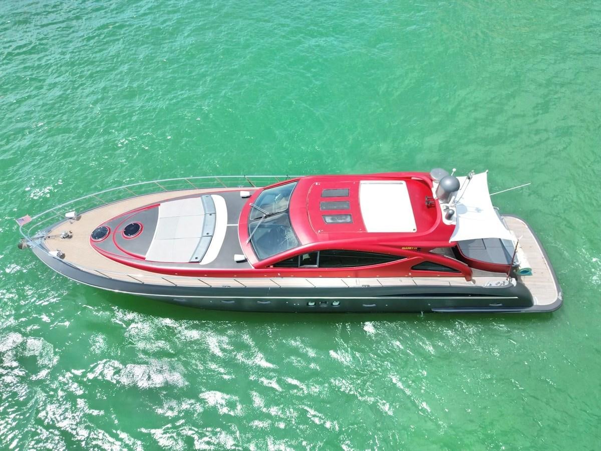 a sports car on a body of water aboard NOTORIUS Yacht for Sale