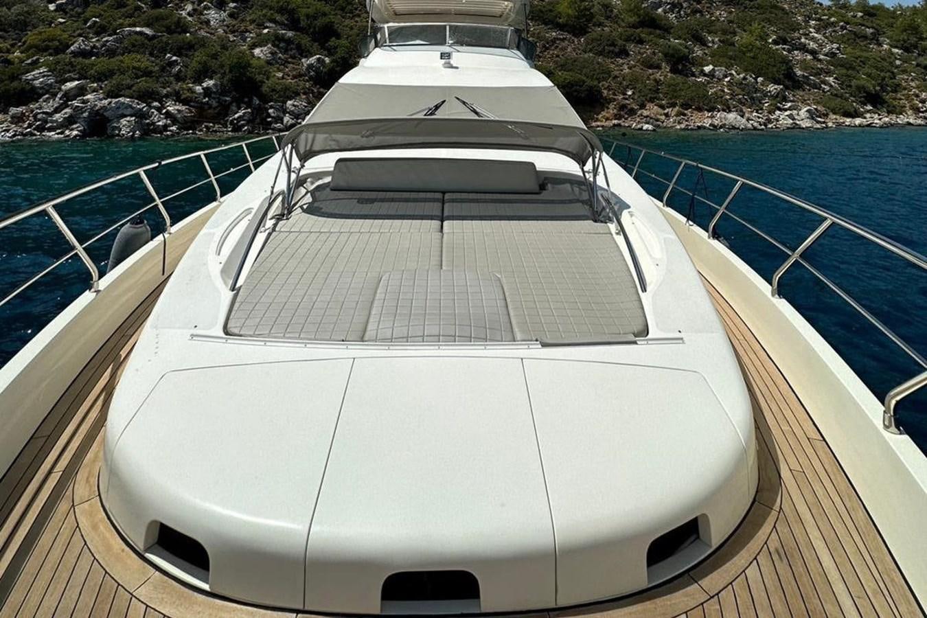 a white boat on a blue water body aboard AZIMUT 84/12 Yacht for Sale