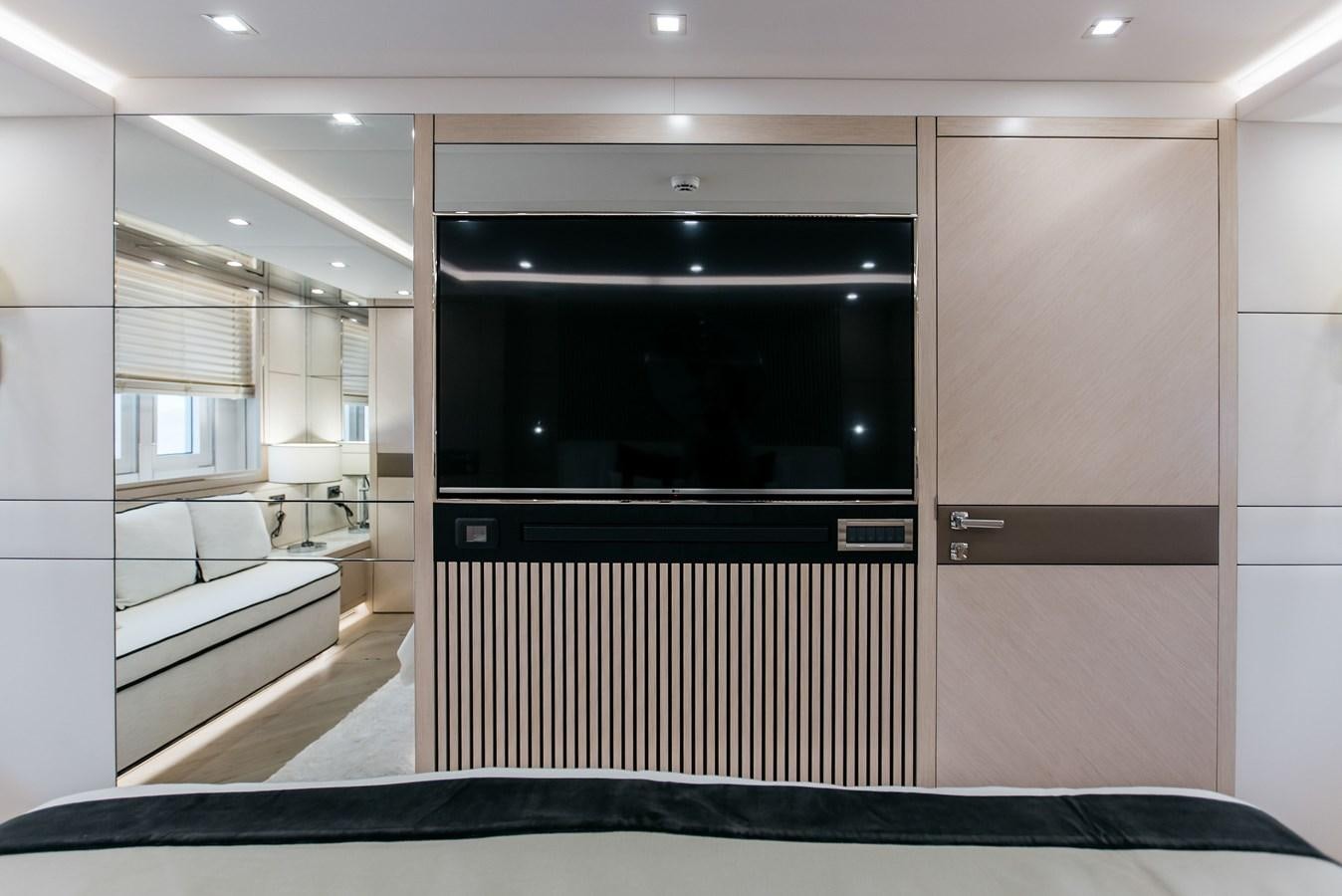 a room with a black cabinet and a black rectangular object aboard BERING 76  LEMANJA Yacht for Sale