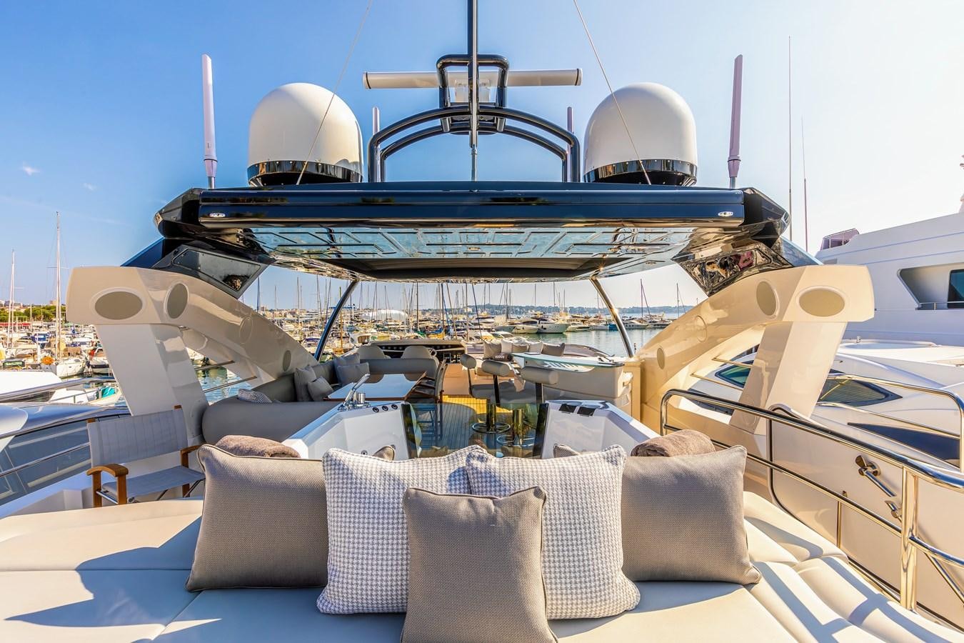 a cruise ship with pillows aboard KUDOS Yacht for Sale