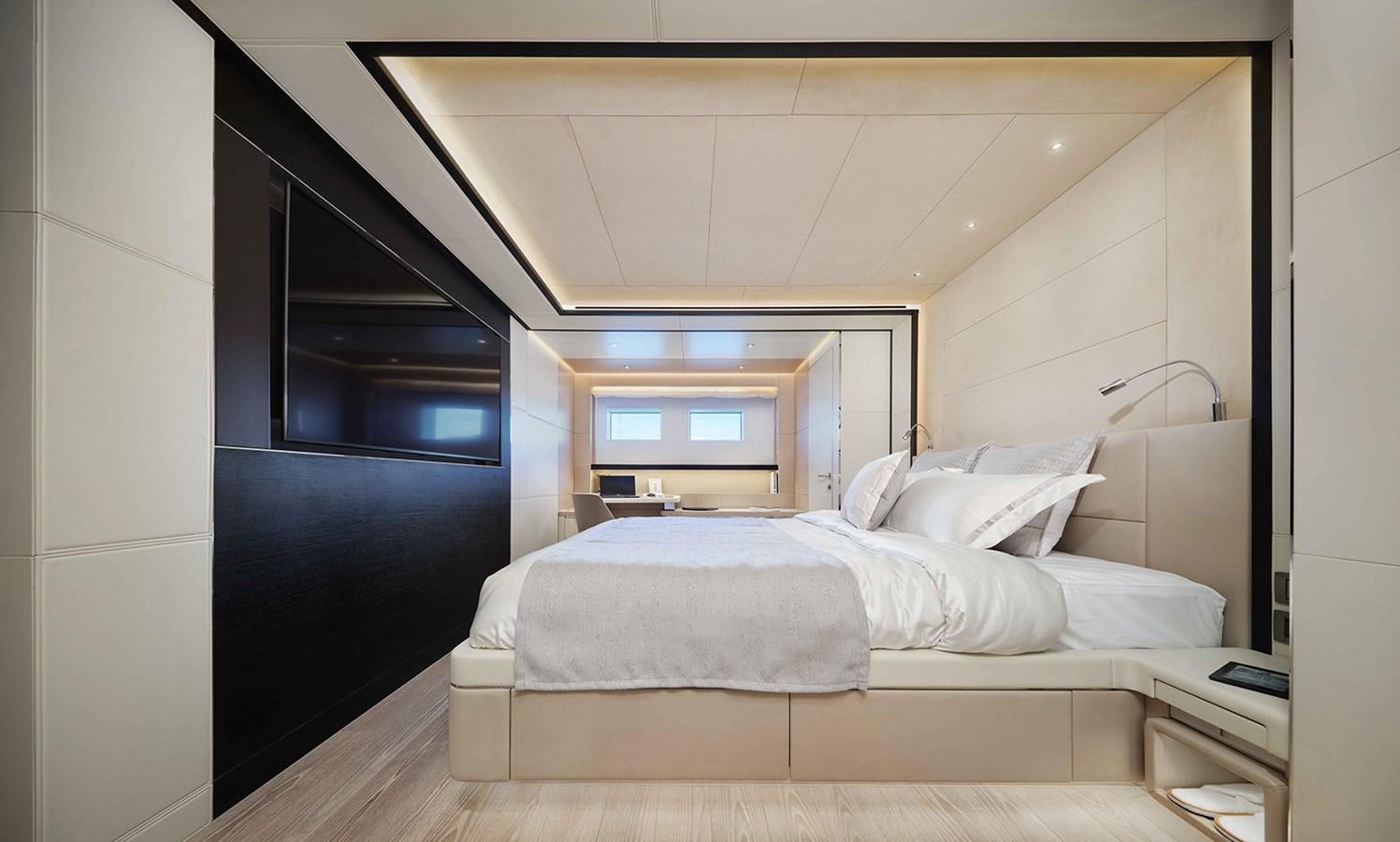 a room with a bed and a window aboard HEYSEA ASTERIA 139/3 Yacht for Sale