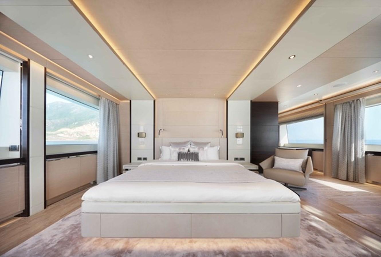 a large bedroom with a large bed aboard HEYSEA ASTERIA 139/3 Yacht for Sale