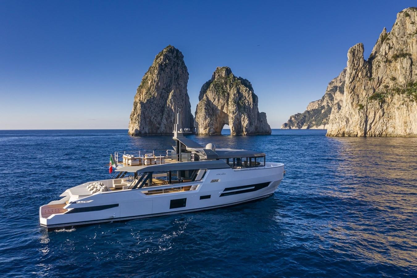 a boat in the water aboard ARCADIA SHERPA 80 Yacht for Sale