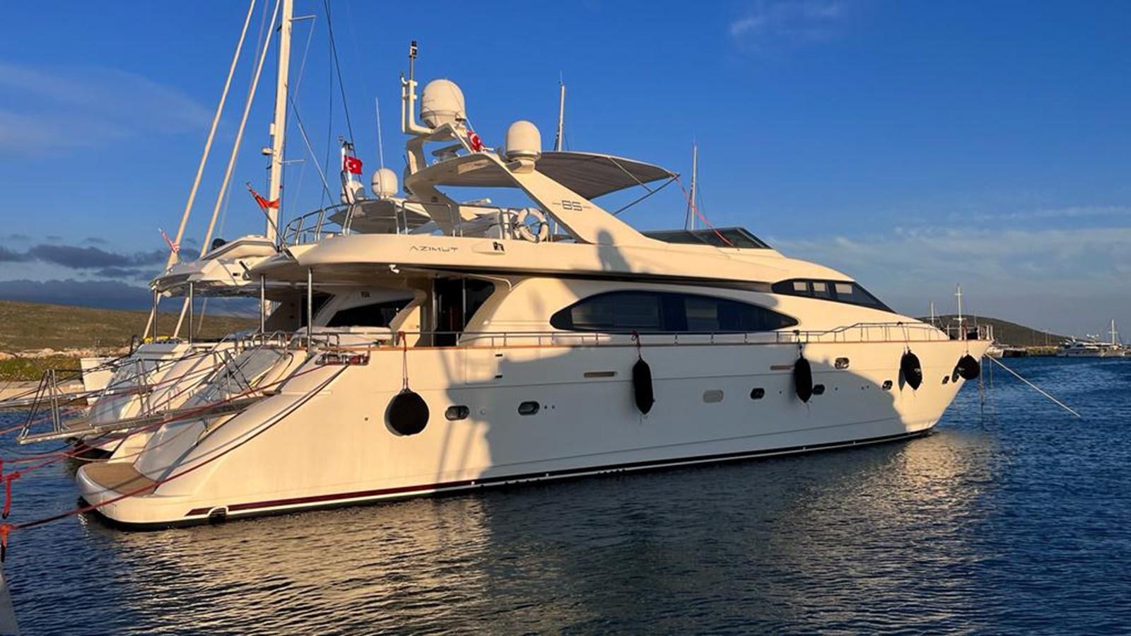 a white boat in the water aboard TITAN Yacht for Sale