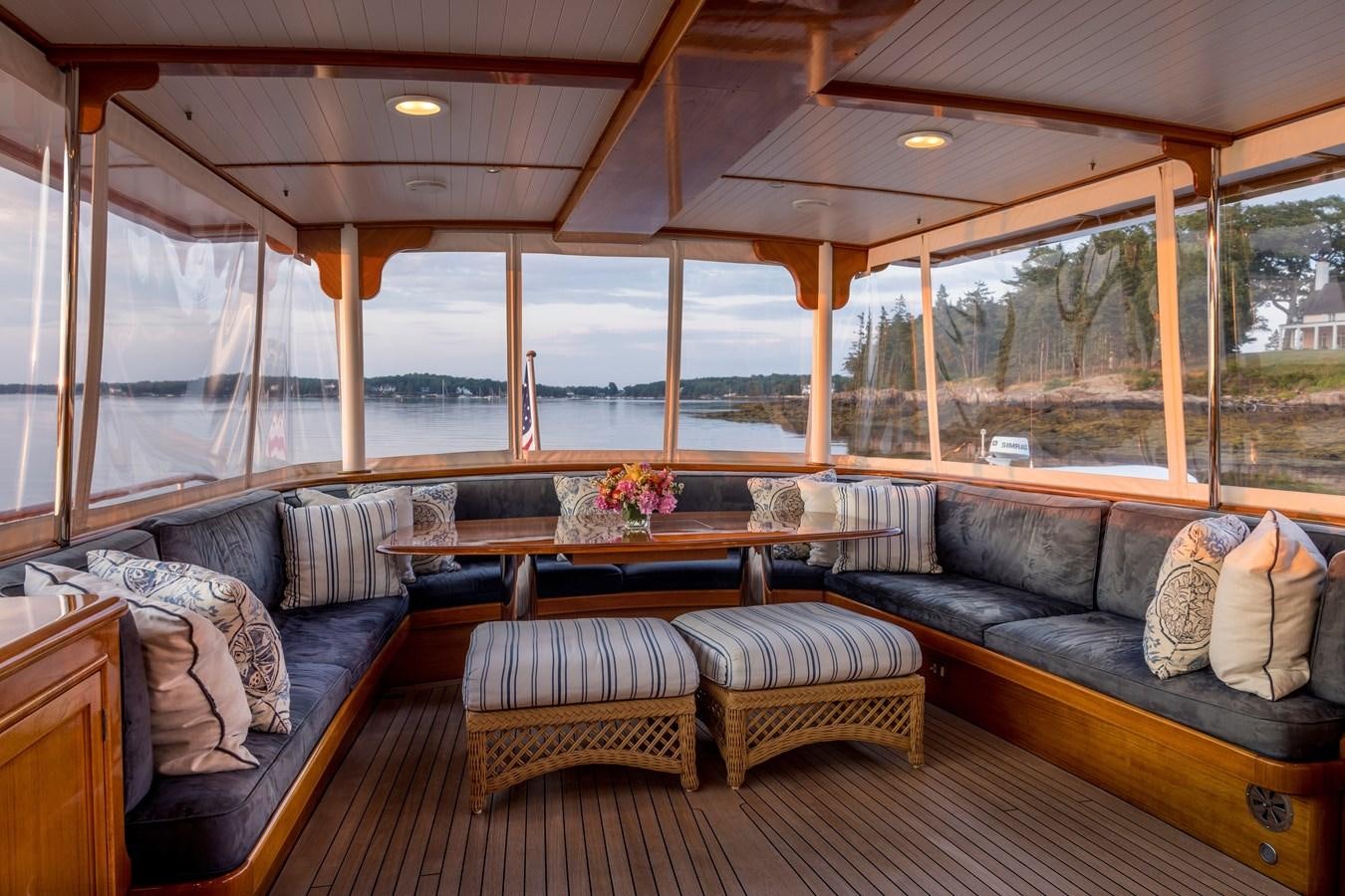 a living room with a large window aboard ANNABELLE Yacht for Sale