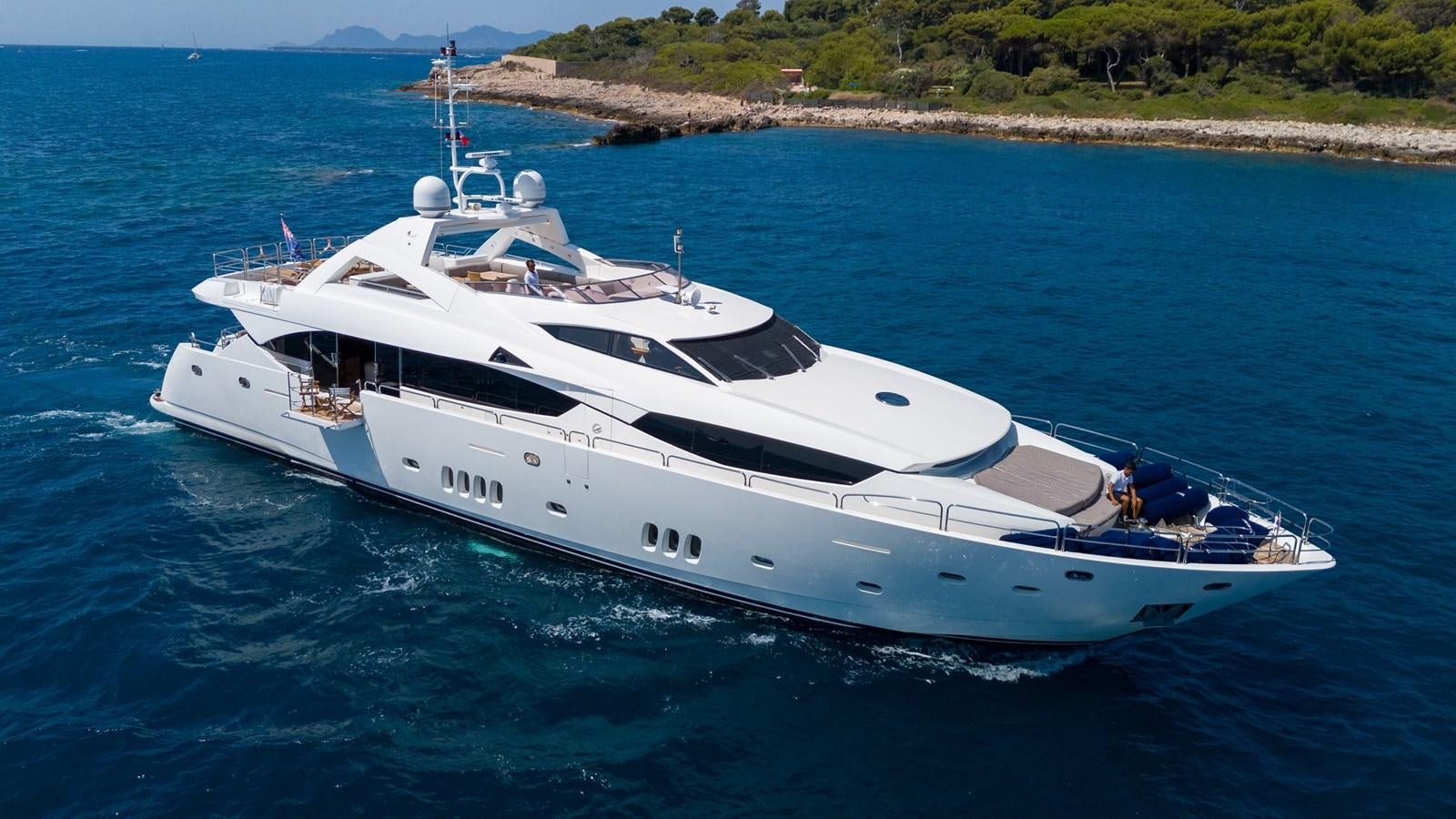 a white yacht in the water aboard KING OF OIL Yacht for Sale