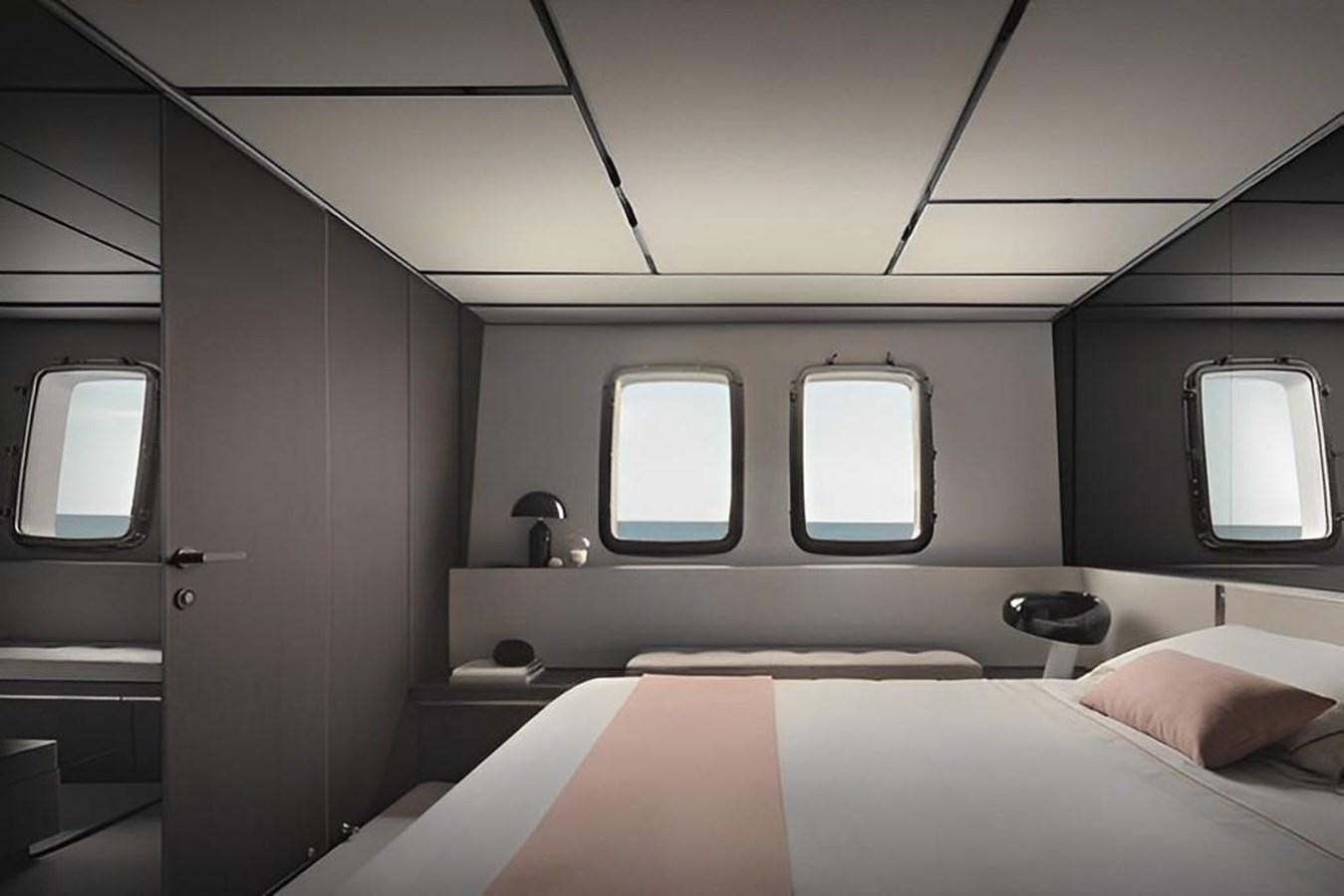 a room with a bed and a window aboard HM 1 Yacht for Sale