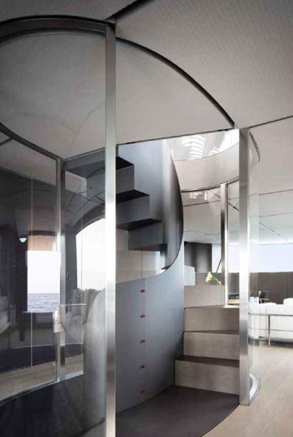 a room with a glass door aboard HM 1 Yacht for Sale