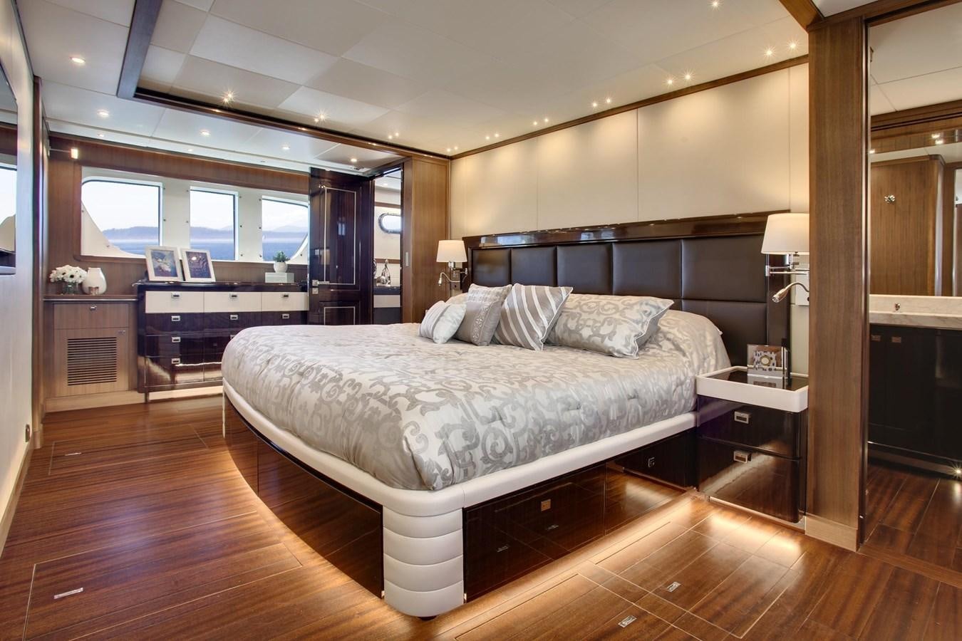 a large bedroom with a large bed aboard 2025 SELENE 92 EXPEDITION YACHT Yacht for Sale