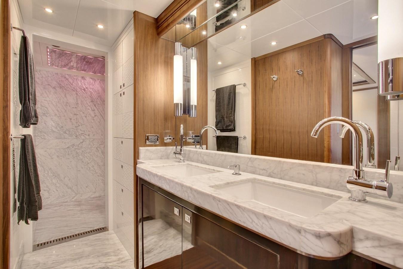 a bathroom with two sinks aboard 2025 SELENE 92 EXPEDITION YACHT Yacht for Sale