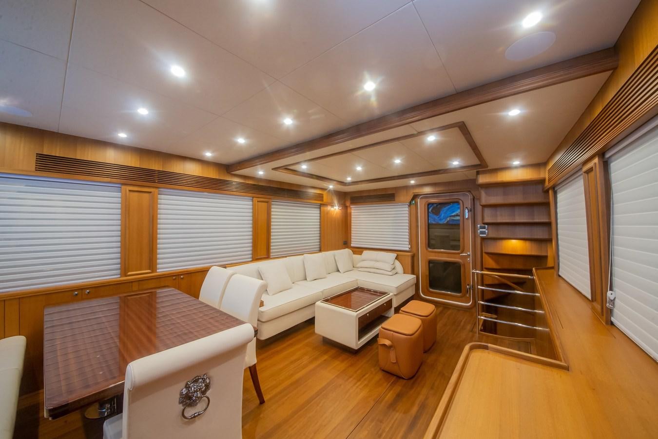 a living room with a wood floor aboard 2024 SELENE 62 Yacht for Sale