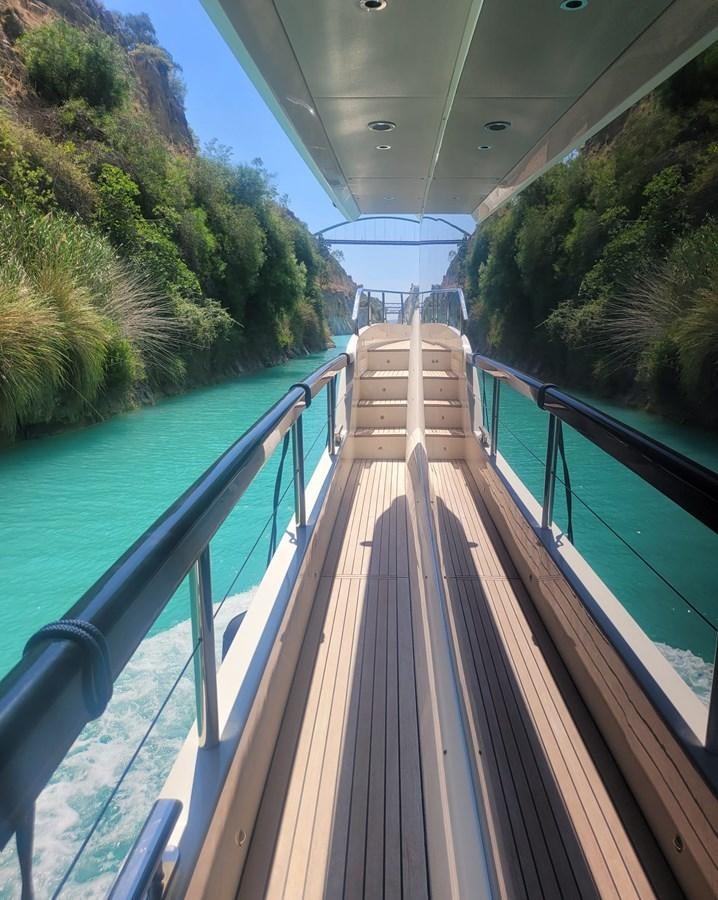 a long wooden bridge aboard ELYSIUM Yacht for Sale