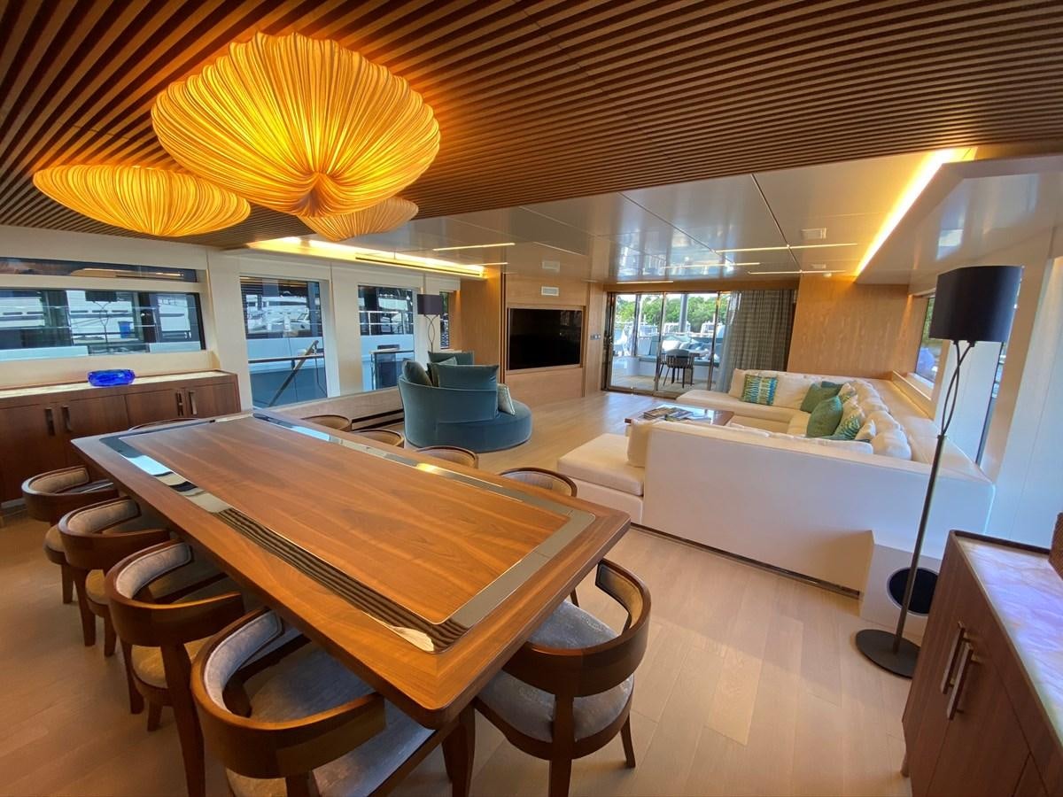 a room with a table and chairs aboard CALLIOPE Yacht for Sale