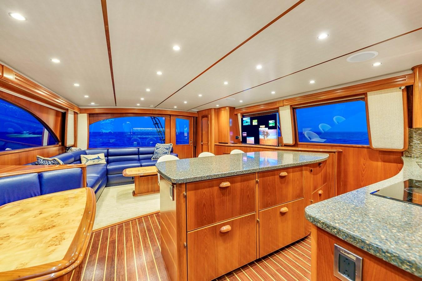 a kitchen with a bar and a bar aboard LIFE IS GOOD Yacht for Sale