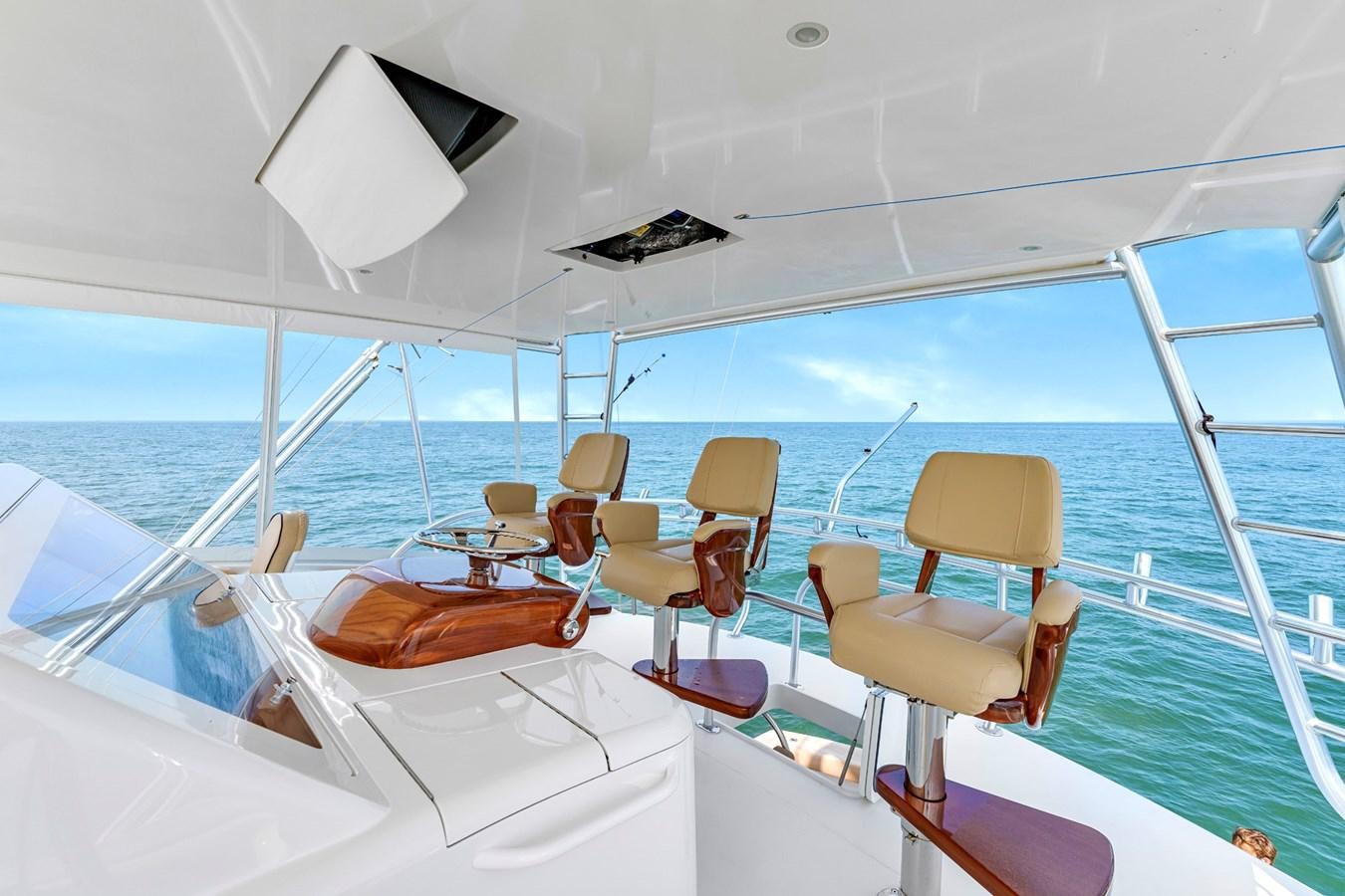a boat with chairs and tables on it aboard LIFE IS GOOD Yacht for Sale