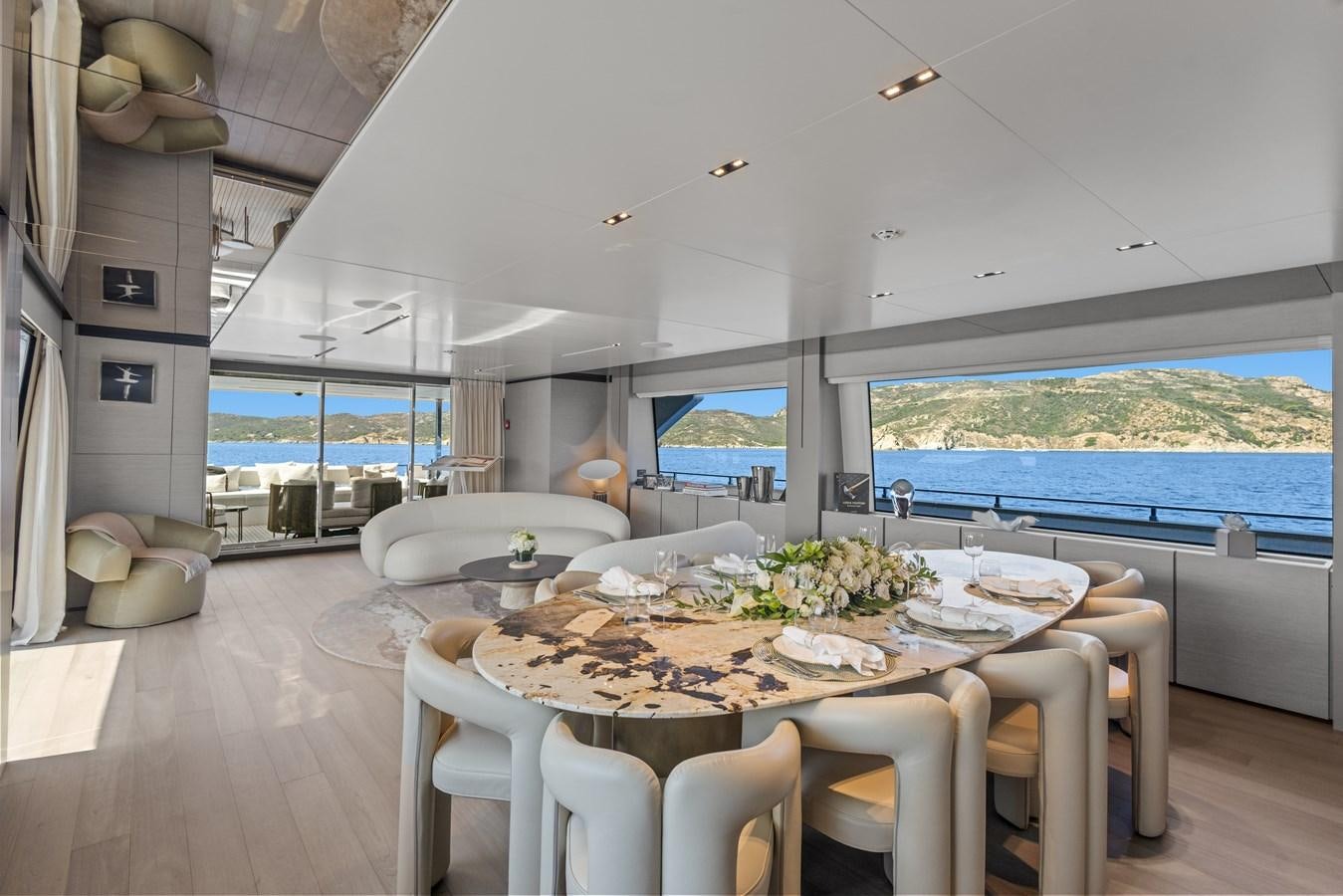 a dining table in a kitchen aboard BUONGIORNO Yacht for Sale