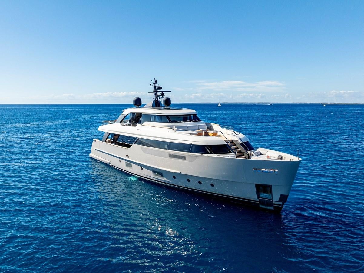 a white yacht in the water aboard SPERANZA II Yacht for Sale