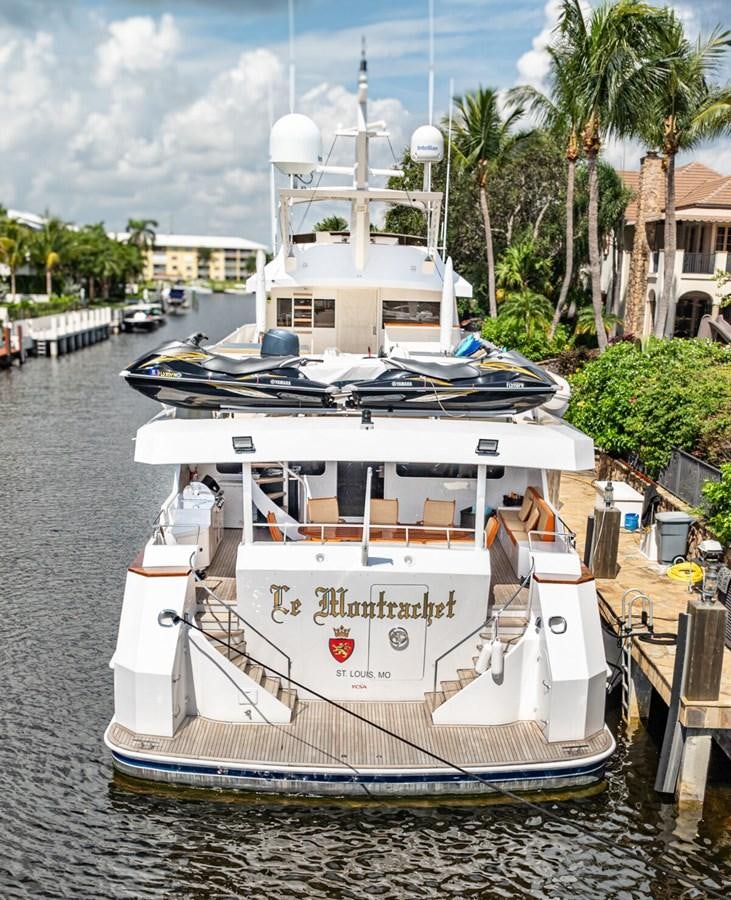 a boat docked at a pier aboard LE MONTRACHET Yacht for Sale