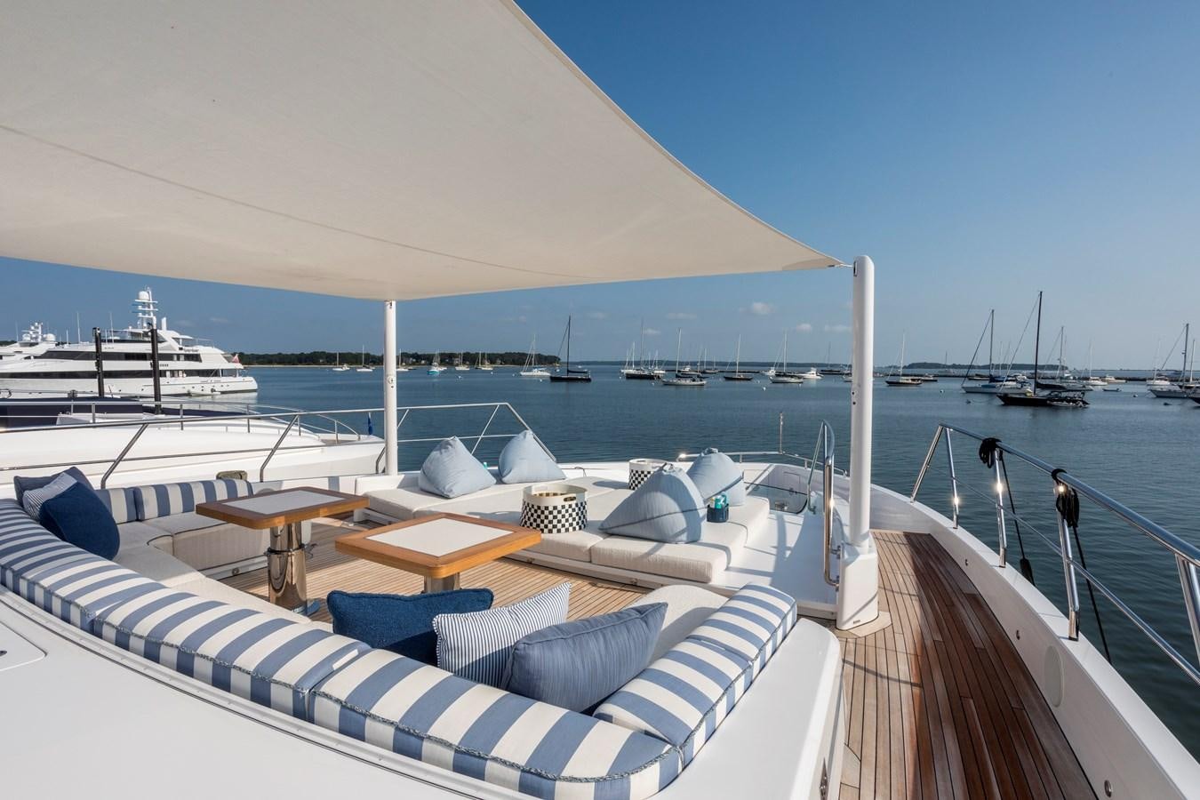 a deck with many boats aboard MYSTERE Yacht for Sale
