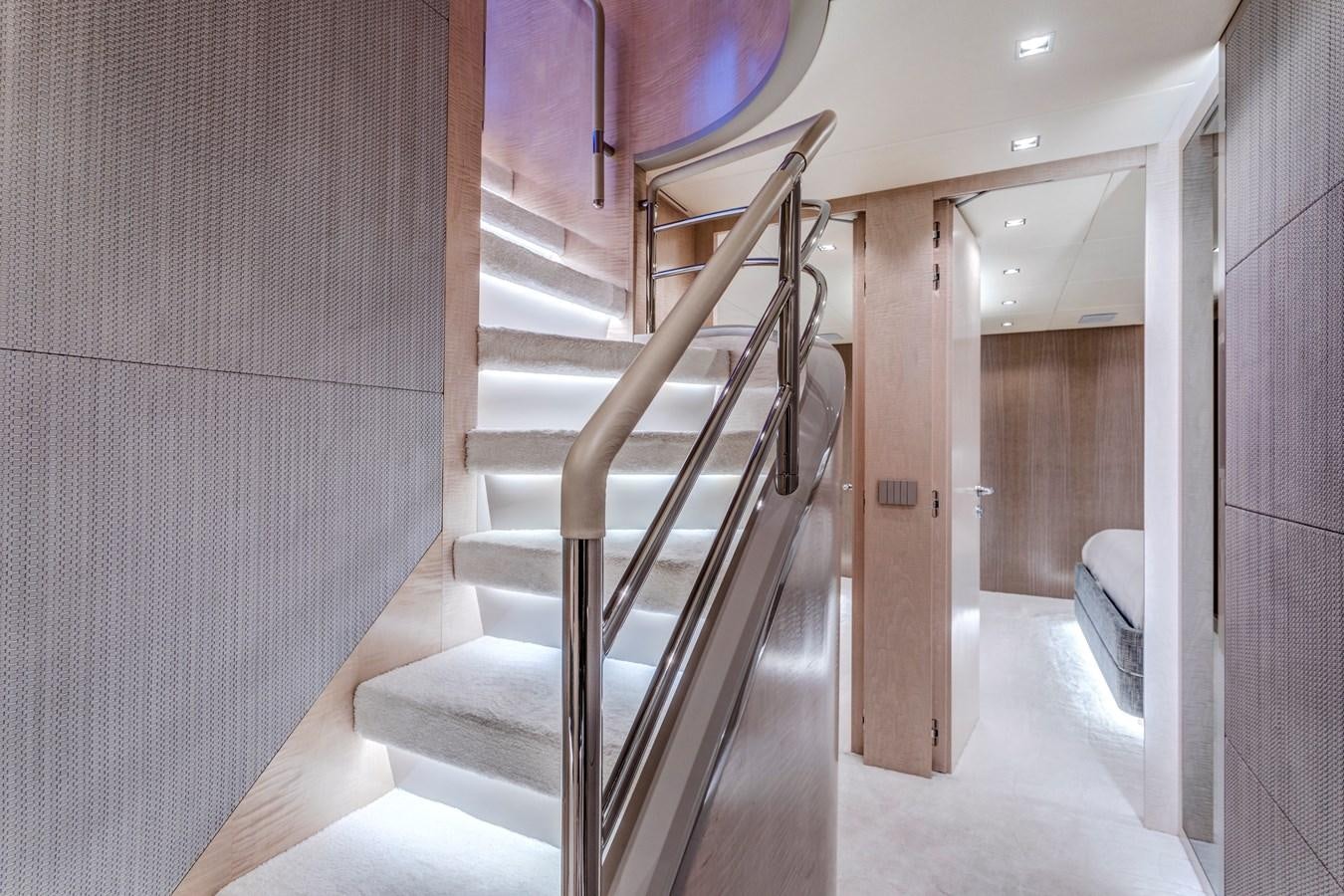 a staircase in a room aboard MYSTERE Yacht for Sale