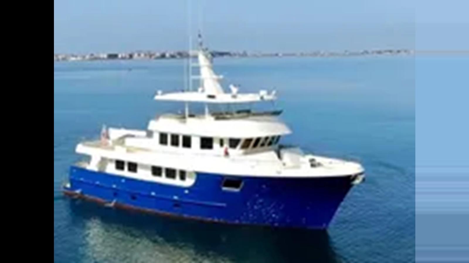 a large blue and white boat aboard 2018 ALLSEAS EXPEDITION Yacht for Sale