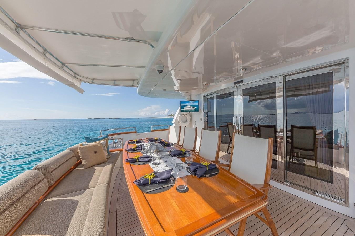 a large balcony overlooking the ocean aboard QUINTESSA Yacht for Sale