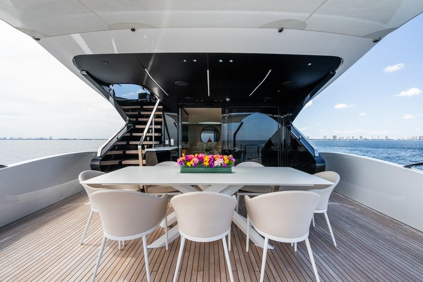 a table on a boat aboard JACQPOT Yacht for Sale