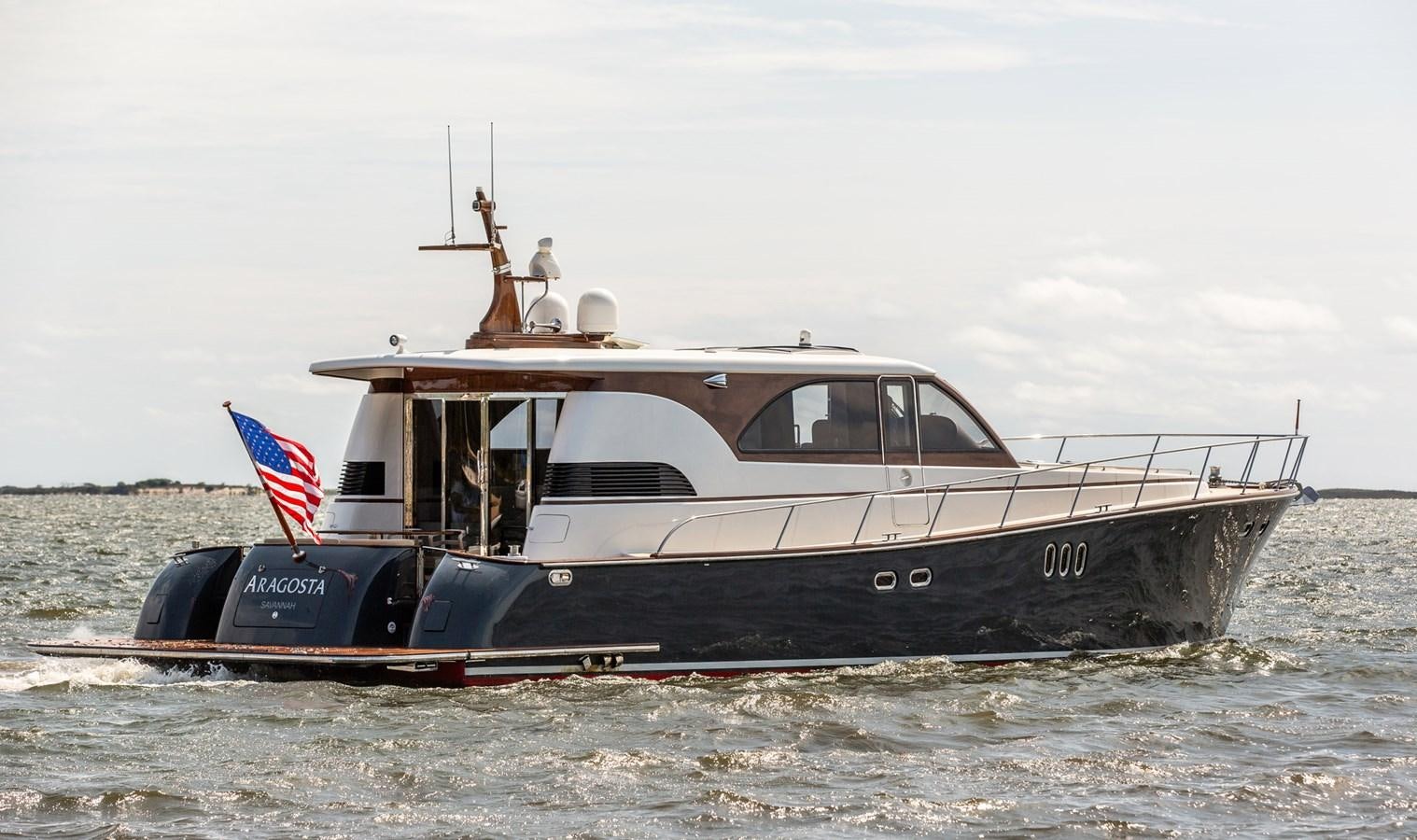 a boat in the water aboard ARAGOSTA Yacht for Sale