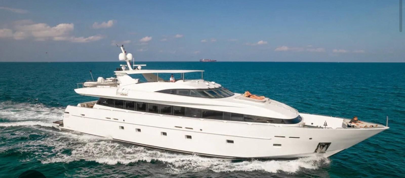 a white yacht on the water aboard BAGLIETTO 116 Yacht for Sale