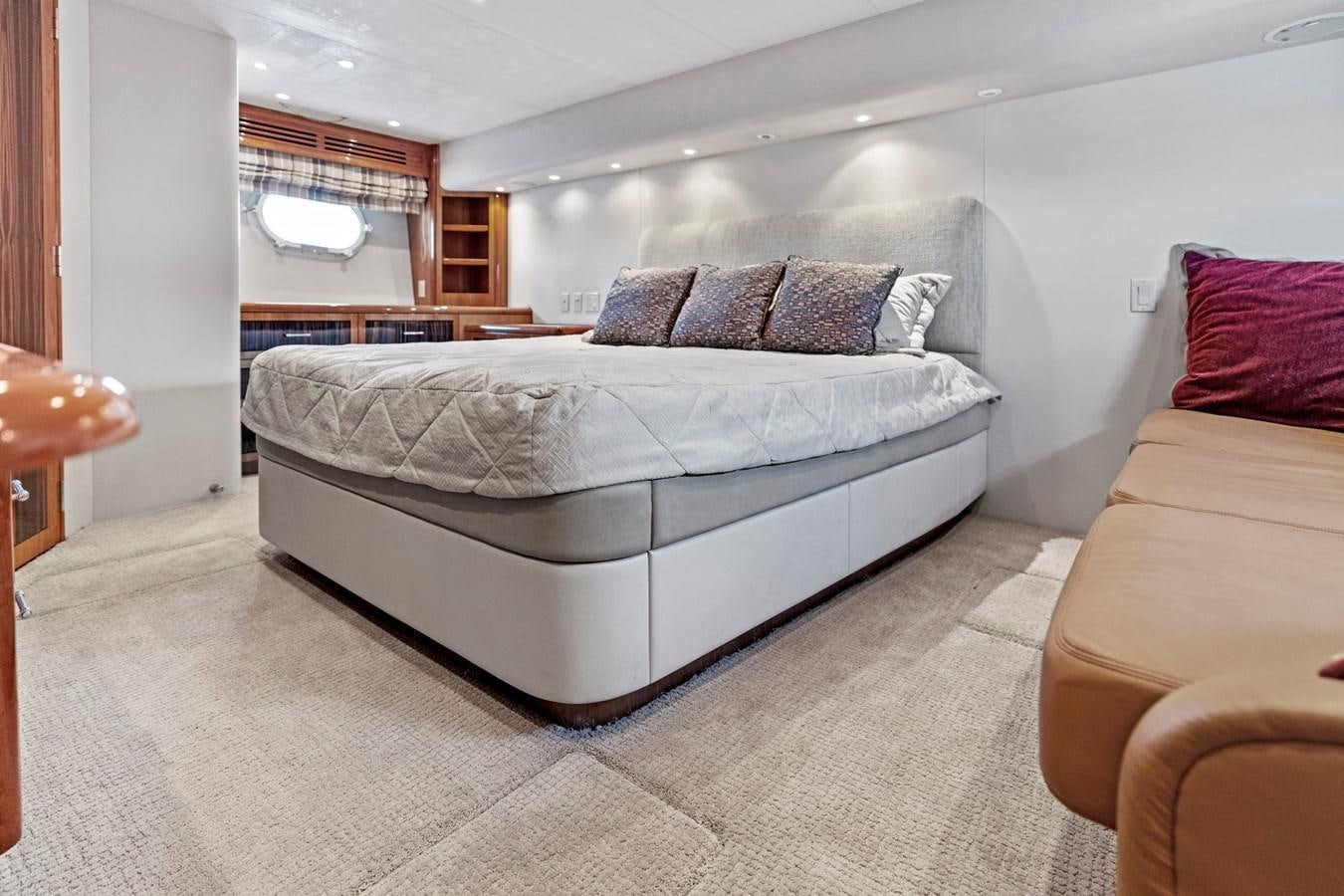 a large bed in a room aboard NAUTICAL NOMAD Yacht for Sale