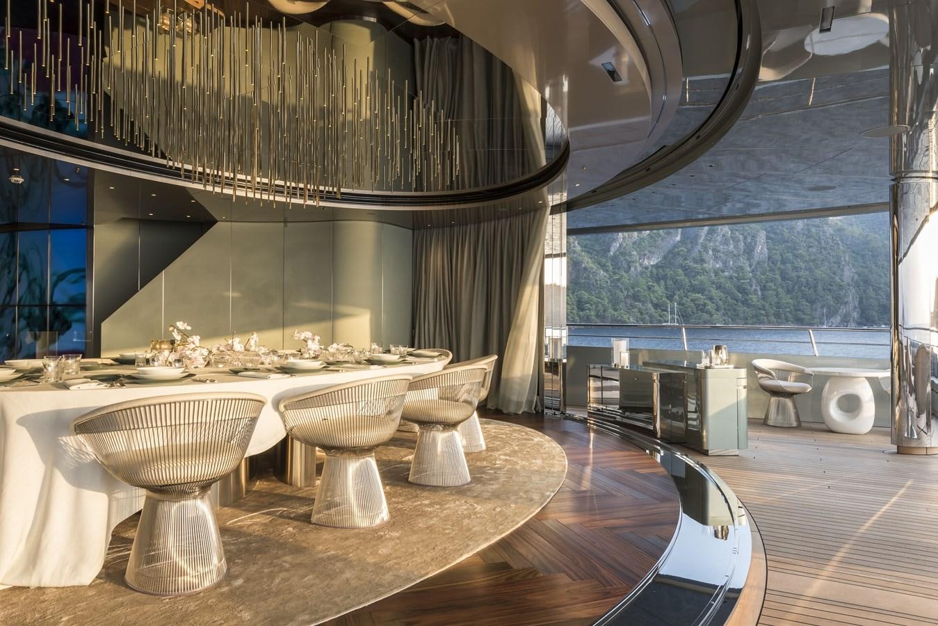 a large bathroom with a large mirror aboard SAVANNAH Yacht for Sale