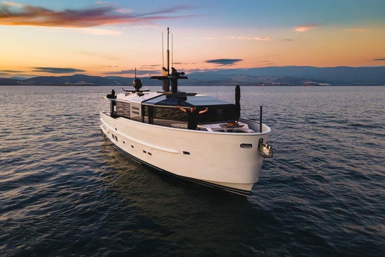 a boat in the water aboard ARCADIA 85 2015 Yacht for Sale
