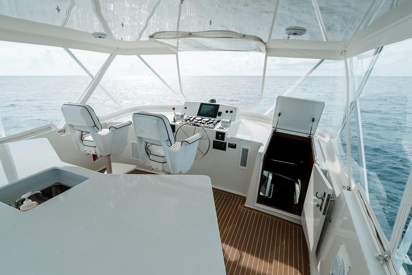 a boat with a desk and chairs aboard HIGH IMPACT Yacht for Sale